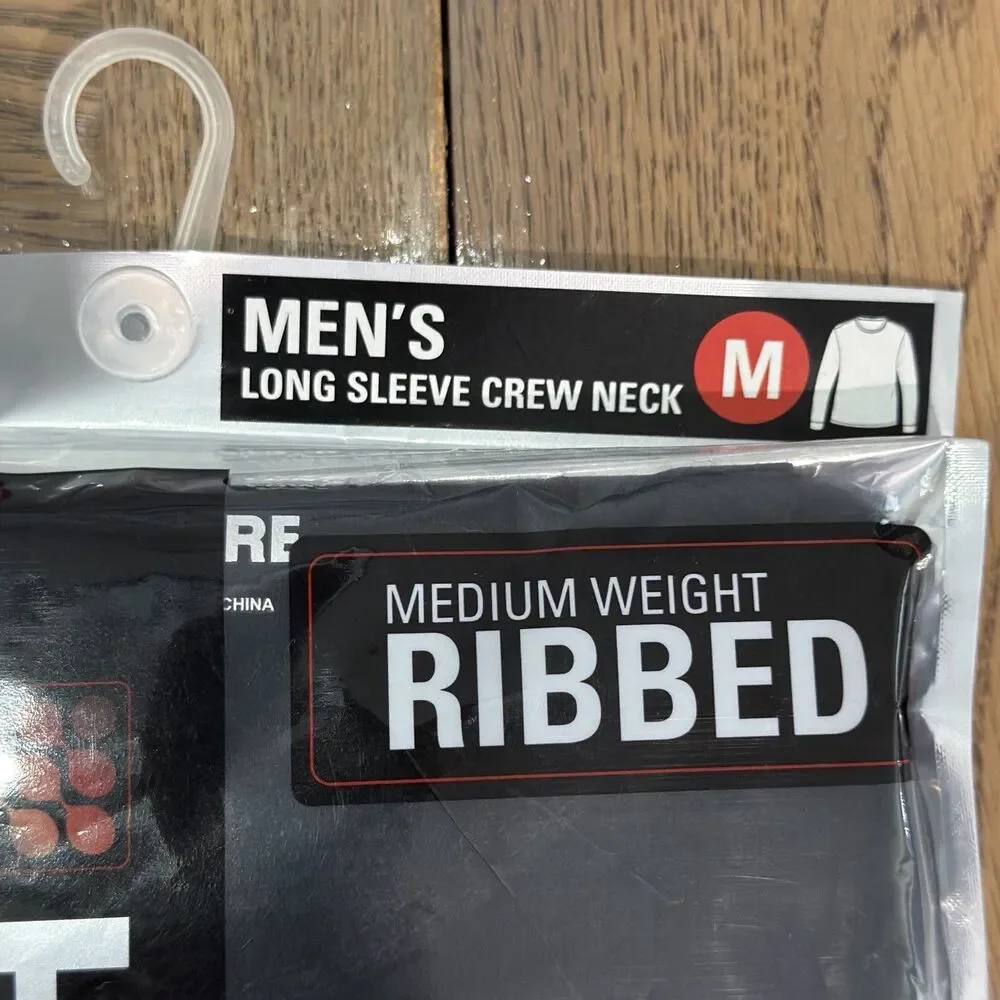NEW-Ribbed HEAT CORE Mens long sleeve Crew Neck Thermal Shirt-Medium